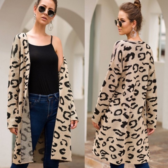 BellanBlue Sweaters - 028 Cozy leopard Print Open Front Cardigan